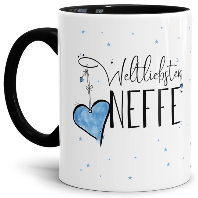 Diese Tasse aus hochwertiger Keramik - Weltliebster Neffe - Innen & Henkel Schwarz - ist ein tolles Geschenk zum Geburtstag und eine schöne...