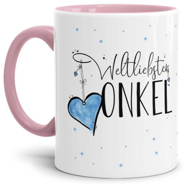 Diese Tasse aus hochwertiger Keramik - Weltliebster Onkel - Innen & Henkel Rosa - ist ein tolles Geschenk zum Geburtstag und eine schöne...