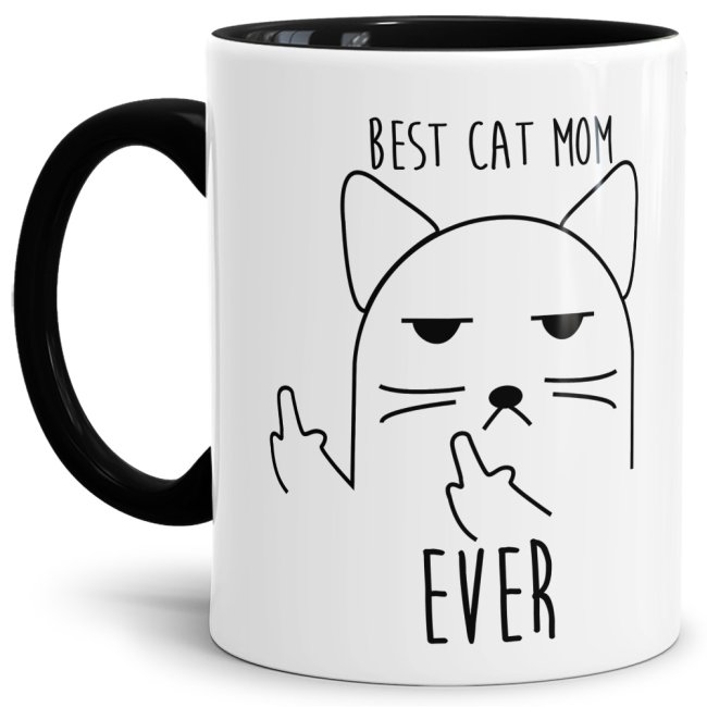 Freche Katzen Tasse - Best Cat Mom ever. Für alle Katzen-Mamas wird dieser freche Kaffeebecher mit schwarzem Akzent aus hochwertiger Keramik zum...