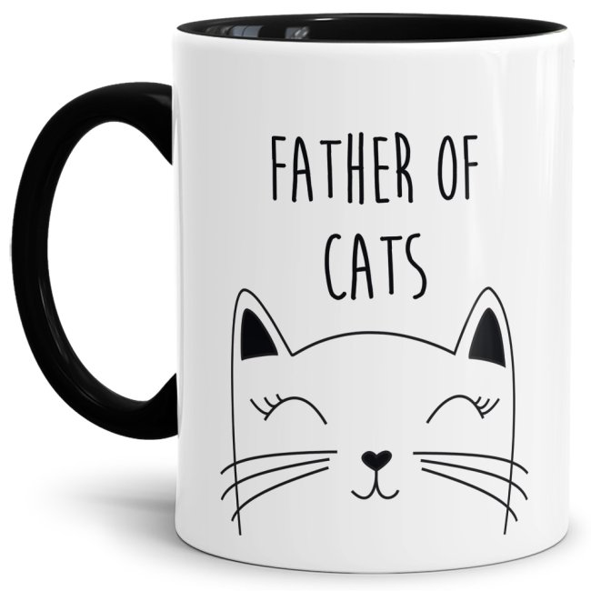 Lustige Katzen Tasse - Father of Cats. Für alle Katzen-Papas wird dieser lustige Kaffeebecher mit schwarzem Akzent aus hochwertiger Keramik zum...