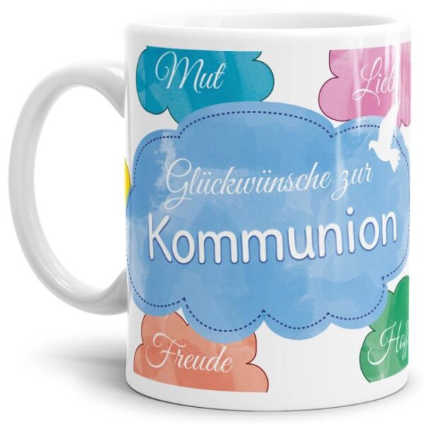 Keramiktasse mit Spruch zur Kommunion - eine persönliche und besondere Geschenkidee und tolle Erinnerung für jedes Kind an diesen bedeutsamen Tag...