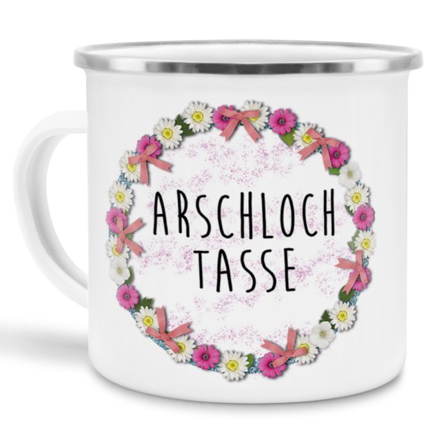 Emaille-Tasse mit witzigem Spruch