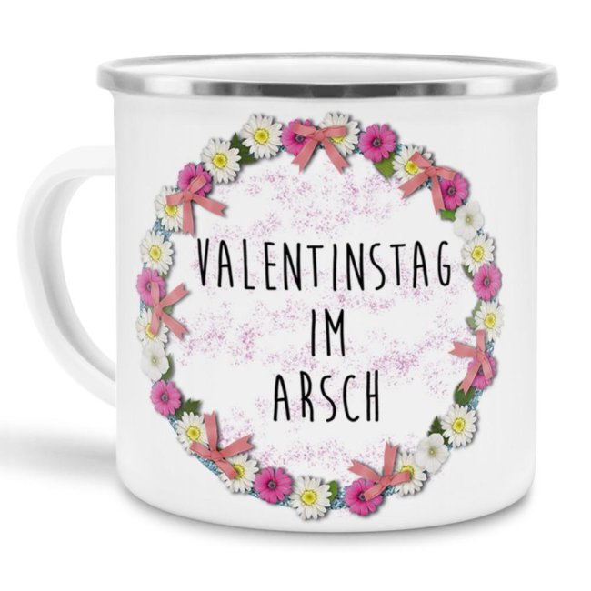 Emaille-Tasse mit witzigem Spruch