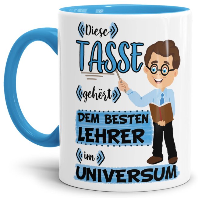 Tasse aus hochwertiger Keramik für den besten Lehrer im Universum. Perfekt als kleines Geschenk zum Schulabschluss für den Lieblings-Lehrer....