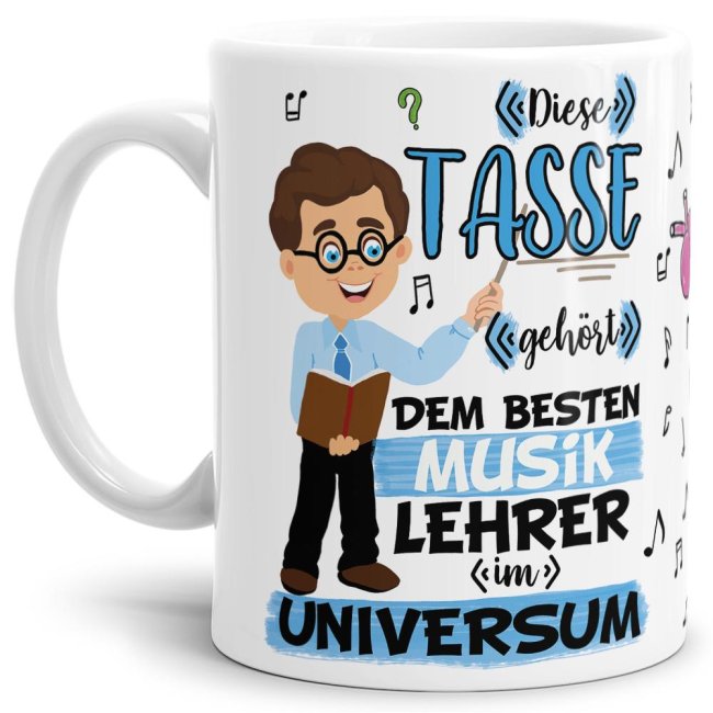 Tasse aus hochwertiger Keramik für den besten Musik-Lehrer im Universum. Perfekt als kleines Geschenk zum Schulabschluss für den Lieblings-...