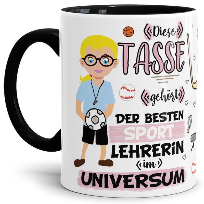 Tasse aus hochwertiger Keramik für die beste Sport-Lehrerin im Universum. Perfekt als kleines Geschenk zum Schulabschluss für die Lieblings-...