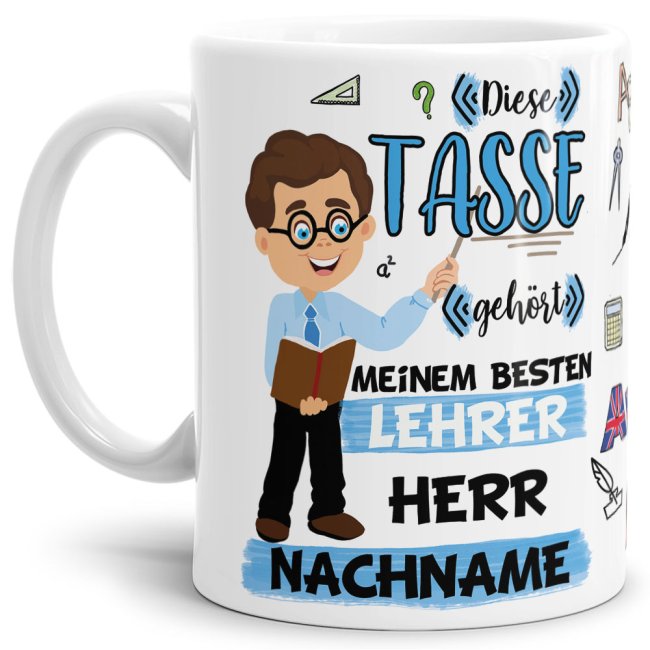 Tasse aus hochwertiger Keramik für den besten Lehrer im Universum. Perfekt als kleines Geschenk zum Schulabschluss für den Lieblings-Lehrer....