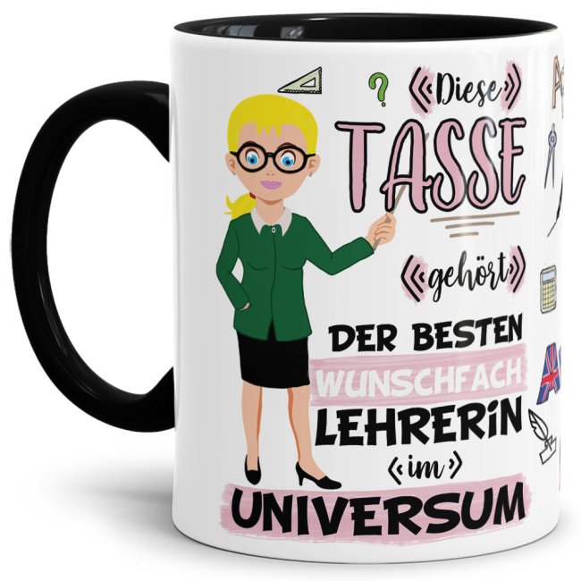 Tasse aus hochwertiger Keramik für die beste Lehrerin im Universum mit blonden Haaren. Perfekt als kleines Geschenk zum Schulabschluss für die...