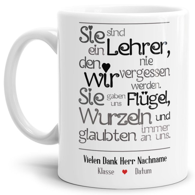 Ihr sucht ein Geschenk für die beste Lehrerin oder den coolsten Lehrer? Unsere Lehrer-Tassen mit besonderen Sprüchen sind für jeden Lehrer mit Herz...