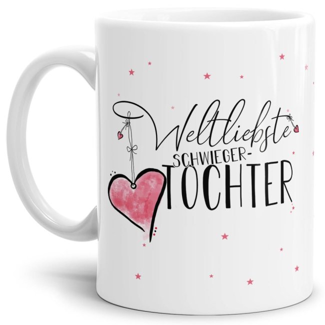 Diese Tasse aus hochwertiger Keramik mit Spruch - Weltliebste Schwiegertochter - Weiß - ist ein tolles Geschenk zum Geburtstag und eine schöne...