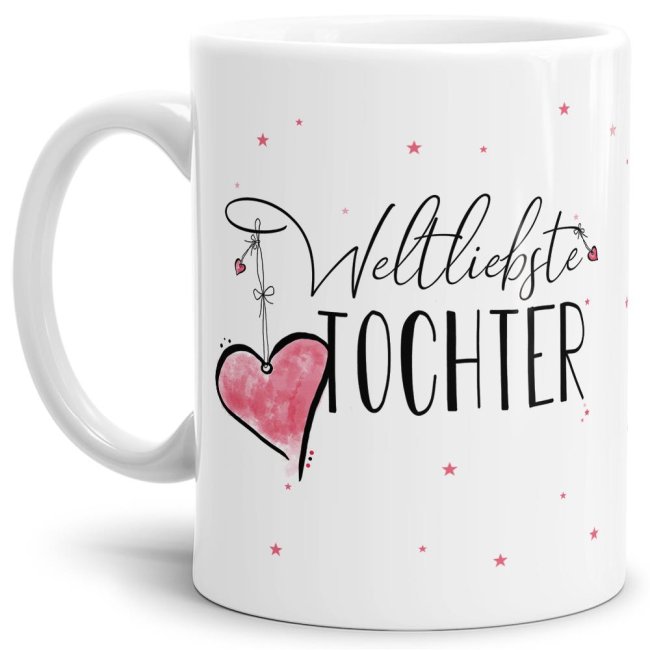 Diese Tasse aus hochwertiger Keramik mit Spruch - Weltliebste Tochter - Weiß - ist ein tolles Geschenk zum Geburtstag und eine schöne Geschenkidee...