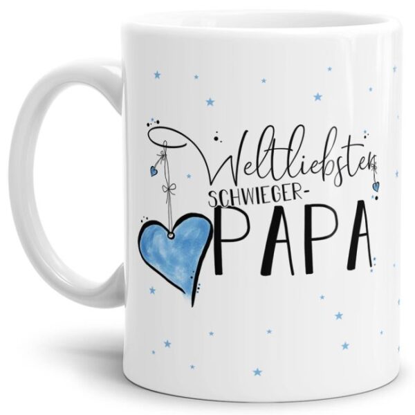 Diese Tasse aus hochwertiger Keramik mit Spruch - Weltliebster Schwiegerpapa - Weiß - ist ein tolles Geschenk zum Geburtstag und eine schöne...