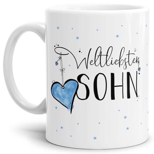 Diese Tasse aus hochwertiger Keramik mit Spruch - Weltliebster Sohn - Weiß - ist ein tolles Geschenk zum Geburtstag und eine schöne Geschenkidee...