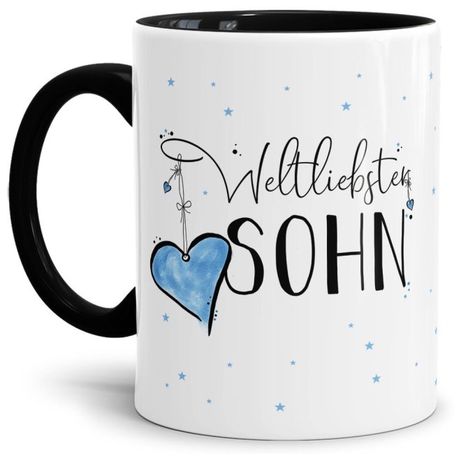 Diese Tasse aus hochwertiger Keramik mit Spruch - Weltliebster Sohn - Innen & Henkel Schwarz - ist ein tolles Geschenk zum Geburtstag und eine...