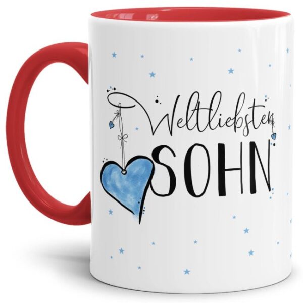 Diese Tasse aus hochwertiger Keramik mit Spruch - Weltliebster Sohn - Innen & Henkel Rot - ist ein tolles Geschenk zum Geburtstag und eine schöne...