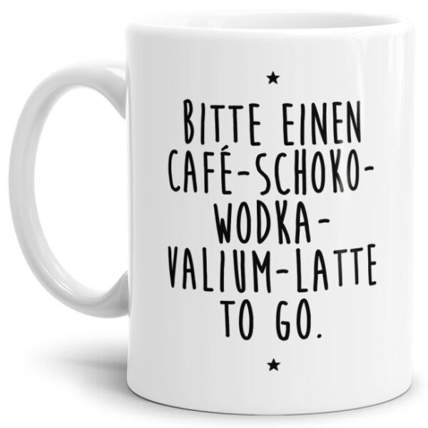 - Bitte einen Café to go - Unsere weiße Keramik-Tasse passt in jede Lebenslage und zu jeder Situation. Ob als Bürotasse mit lustigem Spruch