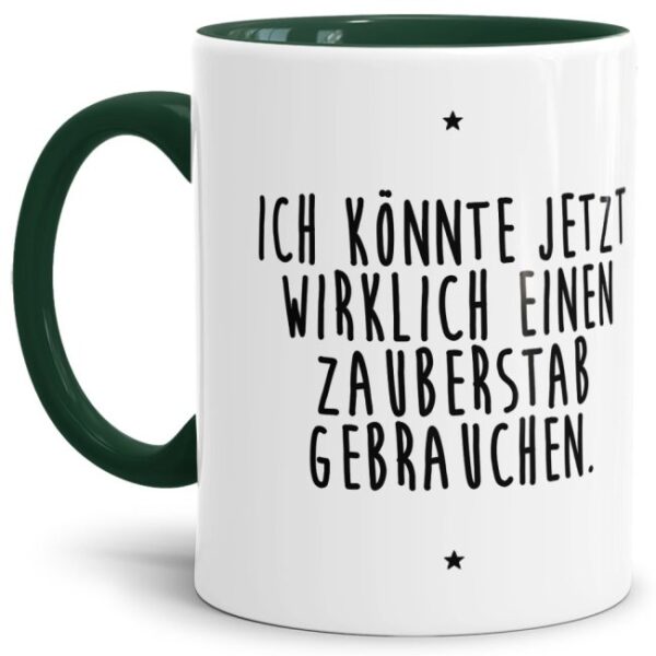 - Ich brauche einen Zauberstab - Unsere dunkelgrüne Keramik-Tasse passt in jede Lebenslage und zu jeder Situation. Ob als Bürotasse mit lustigem...