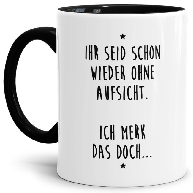 Unsere Keramik-Tasse in schwarz mit lustigem Spruch - Ich merk das doch... - passt in jede Lebenslage und zu jeder Situation. Ob als Bürotasse mit...