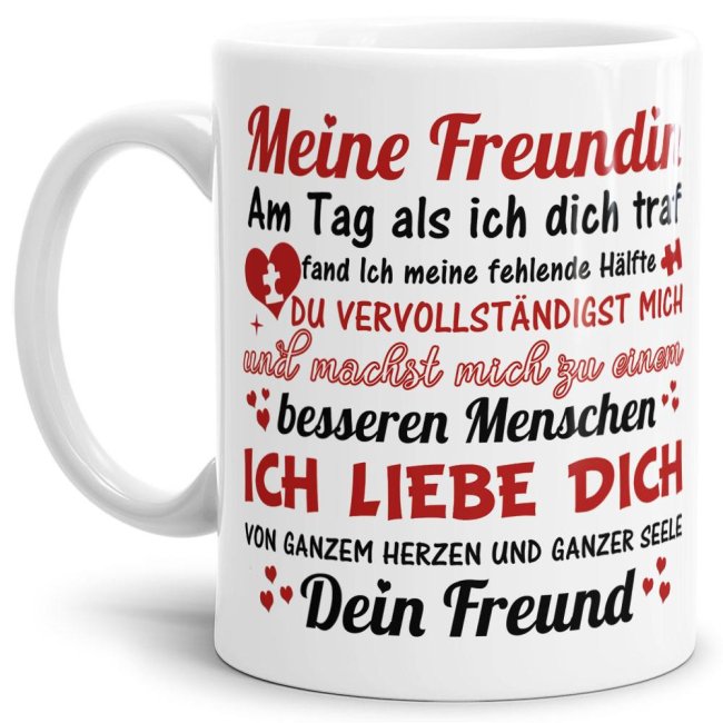 Diese hochwertige Keramiktasse mit liebevollem Spruch zum Thema Liebe ist ein besonderes Geschenk für den Partner zur Hochzeit