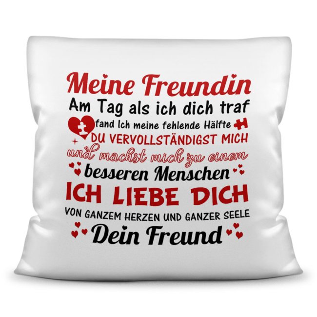 Dieses hochwertige Kissen mit liebevollem Spruch zum Thema Liebe ist ein besonderes Geschenk für den Partner zur Hochzeit