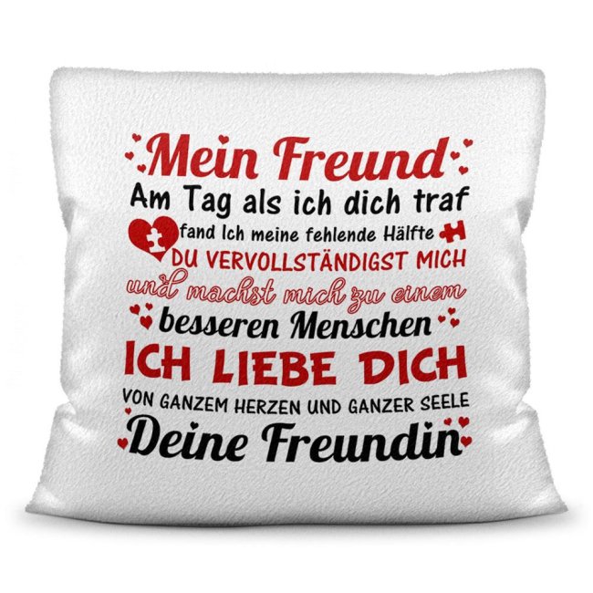 Dieses hochwertige Kissen mit liebevollem Spruch zum Thema Liebe ist ein besonderes Geschenk für den Partner zur Hochzeit