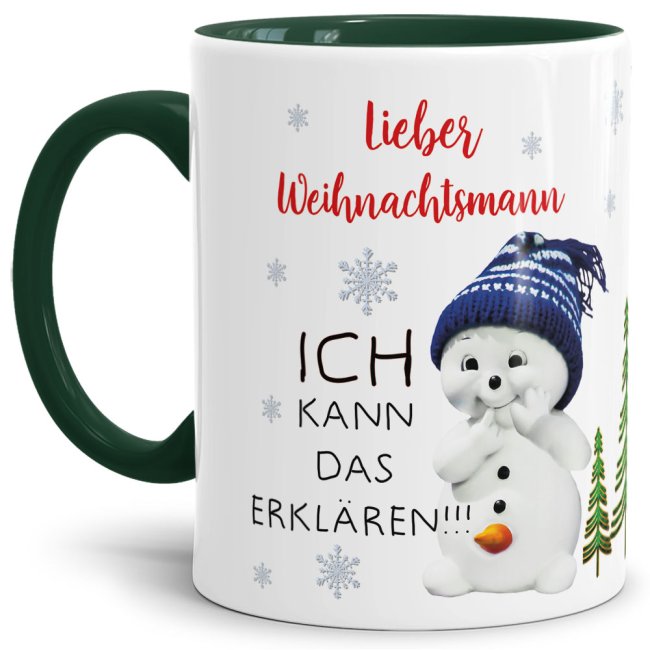 Lustige Weihnachtstasse mit frechem Schneemann und lustigem Spruch - liebevoll gestaltet - ein nettes