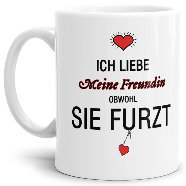 Lustiger Kaffeebecher in Weiß mit witzigem Furz-Spruch" für alle Freundinnen