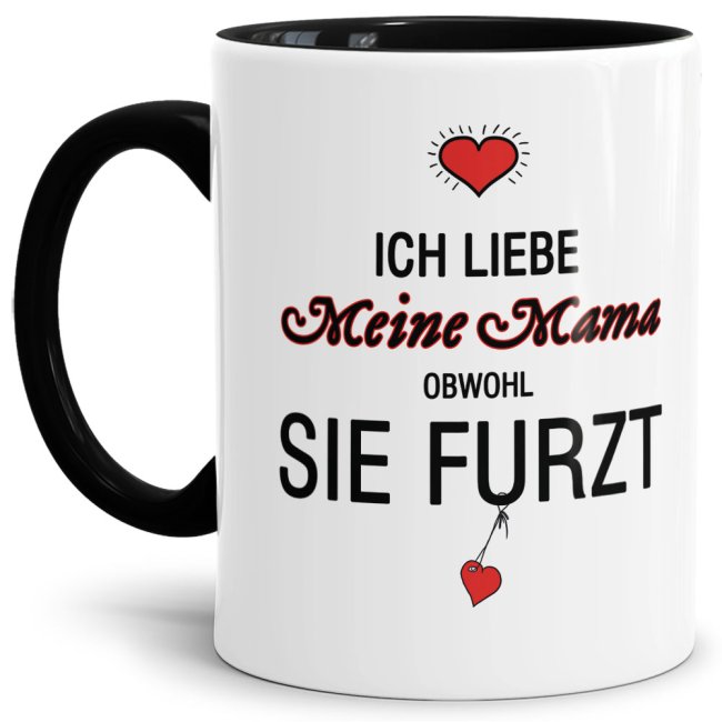 Lustiger Kaffeebecher in Schwarz mit witzigem Furz-Spruch" für alle Mamas