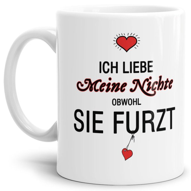 Lustiger Kaffeebecher in Weiß mit witzigem Furz-Spruch" für alle Nichten