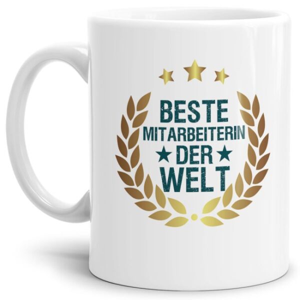 Originelle Spruch-Tasse für die beste Mitarbeiterin der Welt. Eine besondere Geschenk-Idee zu jeder Gelegenheit - zum Danke sagen für eine...