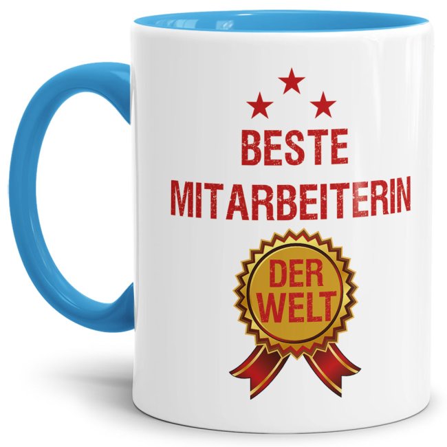 Originelle Spruch-Tasse mit Orden für die beste Mitarbeiterin. Eine besondere Geschenk-Idee zu jeder Gelegenheit - zum Danke sagen für eine...