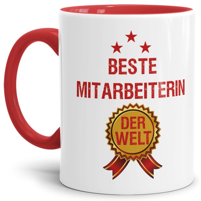 Originelle Spruch-Tasse mit Orden für die beste Mitarbeiterin. Eine besondere Geschenk-Idee zu jeder Gelegenheit - zum Danke sagen für eine...