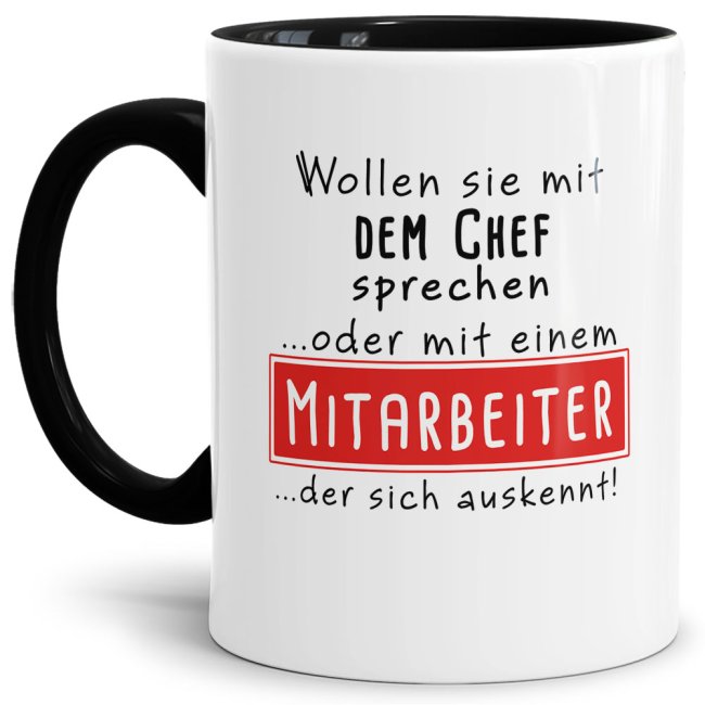 Originelle Spruch-Tasse Chef oder Mitarbeiter". Eine besondere Geschenk-Idee zu jeder Gelegenheit - zum Danke sagen für eine besondere Leistung