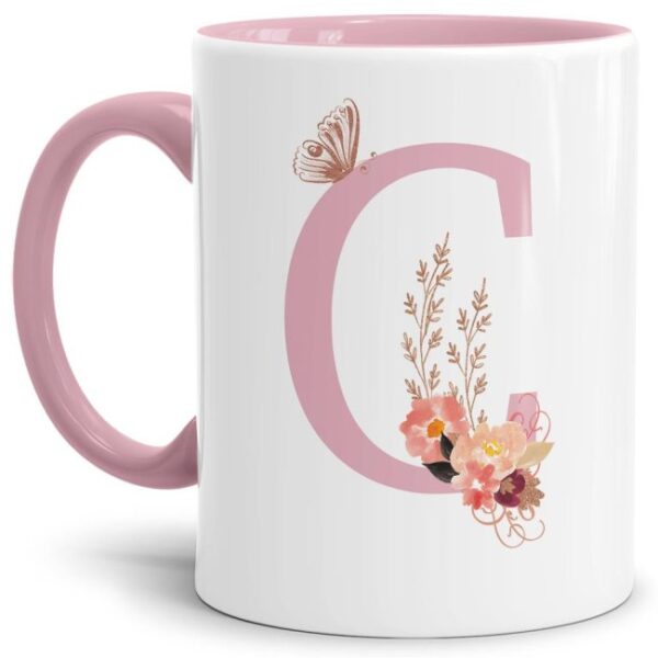 Liebevoll gestaltete Buchstaben-Tasse in Rosa - edler Kaffeebecher mit dem Buchstaben C" mit besonderer