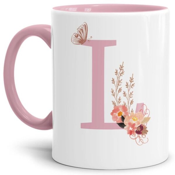 Liebevoll gestaltete Buchstaben-Tasse in Rosa - edler Kaffeebecher mit dem Buchstaben L" mit besonderer