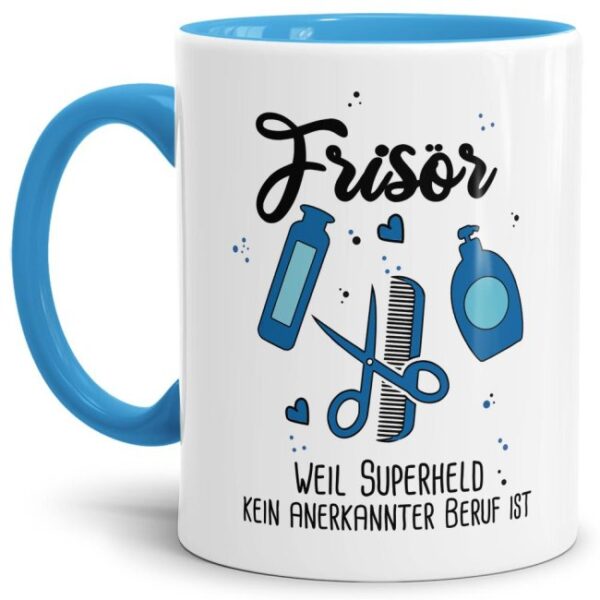 Unsere Berufe Tasse für Frisöre mit Spruch ist eine originelle Geschenkidee. Der Kaffeebecher - Superheld Frisör - ist eine tolle Art Danke zu...