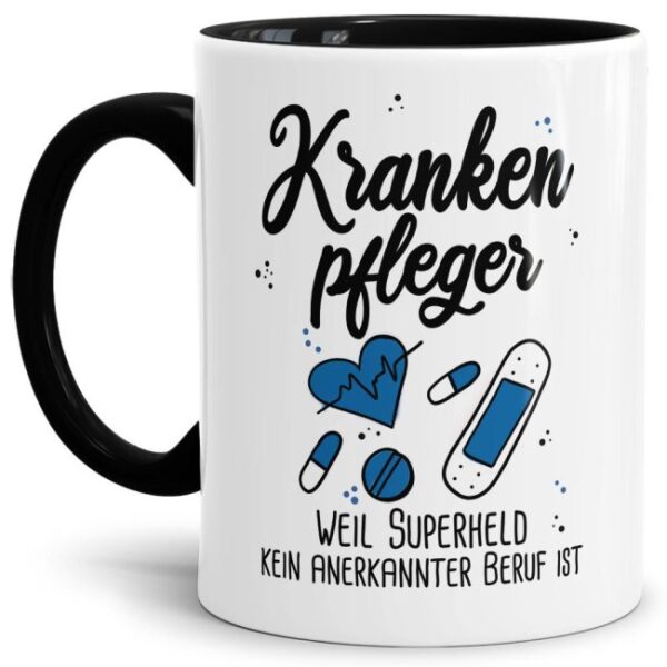 Unsere Berufe Tasse für Krankenpfleger mit Spruch ist eine originelle Geschenkidee. Der Kaffeebecher - Superheld Krankenpfleger - ist eine tolle...