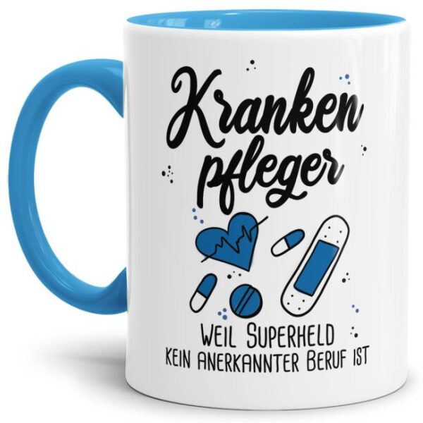 Unsere Berufe Tasse für Krankenpfleger mit Spruch ist eine originelle Geschenkidee. Der Kaffeebecher - Superheld Krankenpfleger - ist eine tolle...