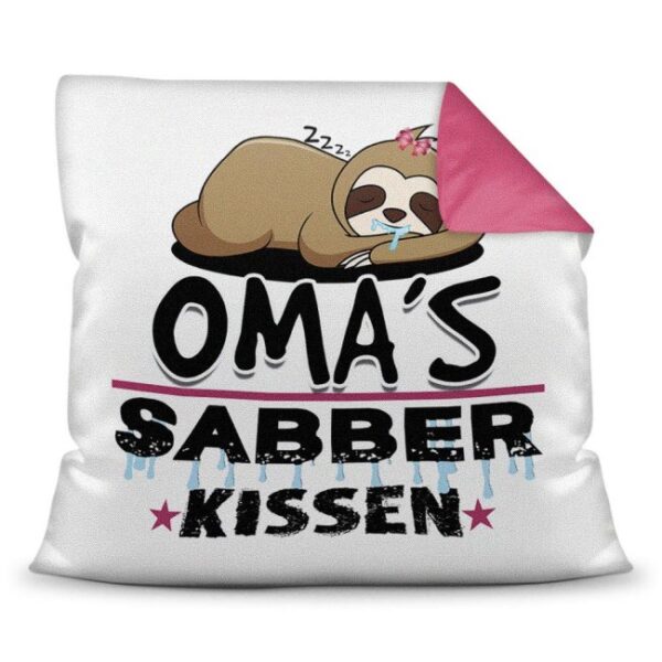 Witzig gestaltetes Sabber-Kissen zum Kuscheln und Sabbern für alle Omas mit Humor - Hochwertige Kissenhülle mit Reißverschluss zum leichten...