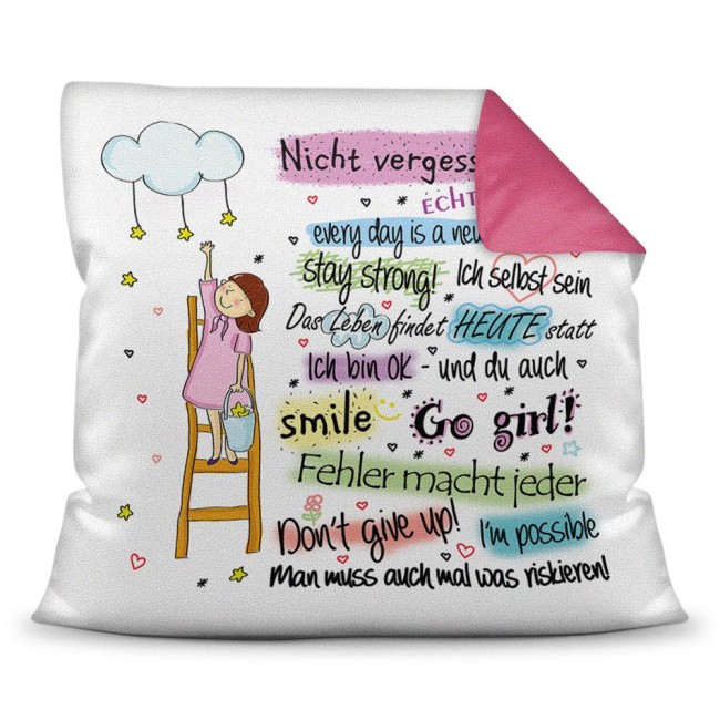 Süßes Kissen mit tollen Sprüchen für Mädchen. Ideal geeignet als Geschenk von Mama oder Papa für Mädchen werden sie ganz sicher zum Highlight in...