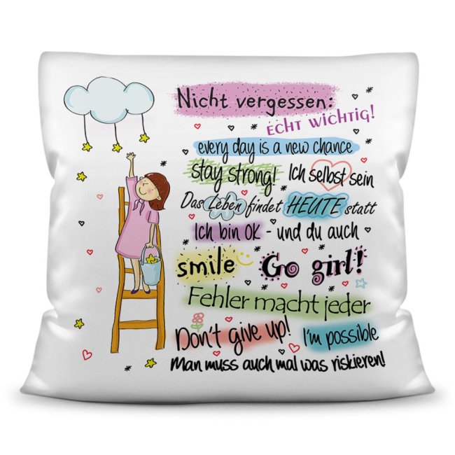 Süßes Kissen mit tollen Sprüchen für Mädchen. Ideal geeignet als Geschenk von Mama oder Papa für Mädchen werden sie ganz sicher zum Highlight in...