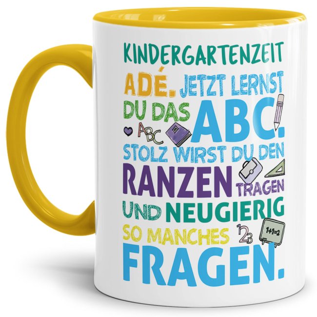 Tschüss Kindergartenzeit - Hallo Schule! Unsere liebevoll gestalteten Tassen sind eine tolle Geschenk-Idee und eine schöne Erinnerung an die bunte...