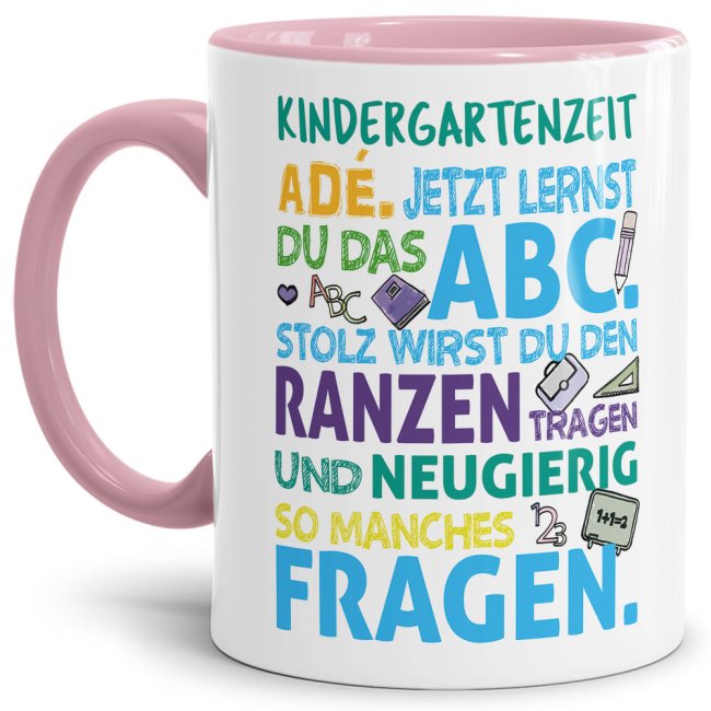 Tschüss Kindergartenzeit - Hallo Schule! Unsere liebevoll gestalteten Tassen sind eine tolle Geschenk-Idee und eine schöne Erinnerung an die bunte...