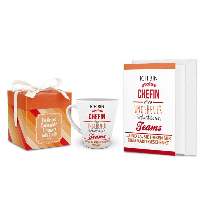 Wir haben das perfekte Geschenk für die Chefin für Euch - Unser wunderschönes Geschenk-Set besteht aus einer liebevoll verpackten Latte...