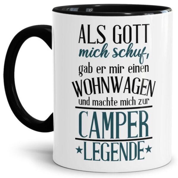 Unsere Tasse mit lustigem Camping-Spruch in Schwarz - Camperlegende - ist eine tolle Geschenkidee für Campingfreunde zu jedem Anlass und gehört in...