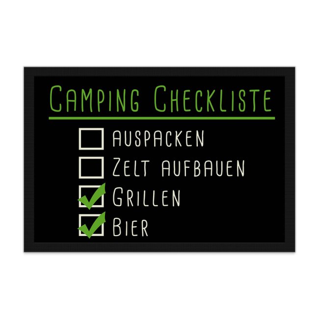 Witziger Fußabtreter für das Wohnmobil mit witzigem Camping-Spruch für alle Campingfans - Camping Checkliste. Diese lustige Fußmatte gehört vor...