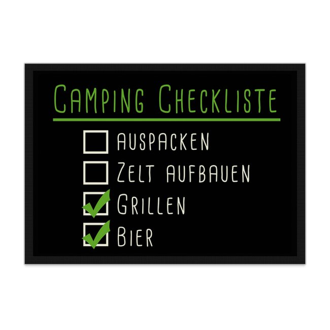 Witziger Fußabtreter für das Wohnmobil mit witzigem Camping-Spruch für alle Campingfans - Camping Checkliste. Diese lustige Fußmatte gehört vor...