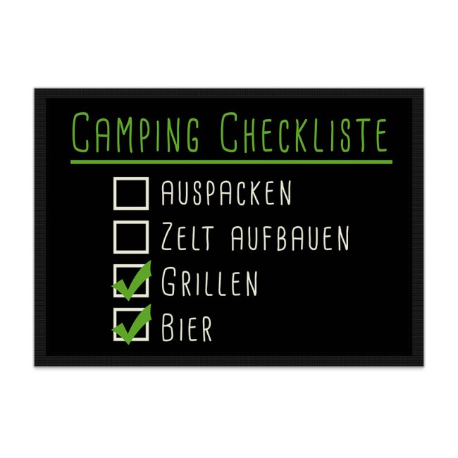 Witziger Fußabtreter für das Wohnmobil mit witzigem Camping-Spruch für alle Campingfans - Camping Checkliste. Diese lustige Fußmatte gehört vor...