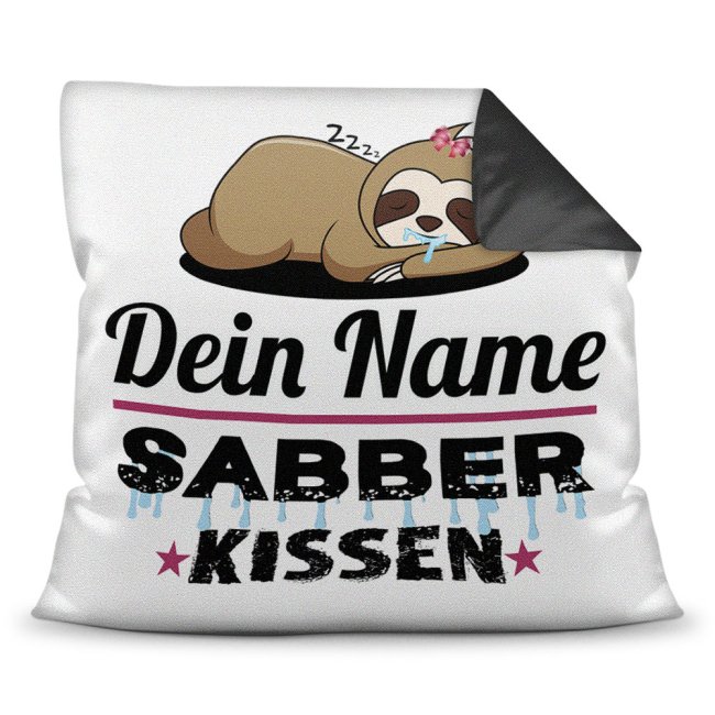 Personalisierbares Kissen mit lustigem Spruch - Dein Sabberkissen. Ein lustiges Geschenk für die beste Freundin