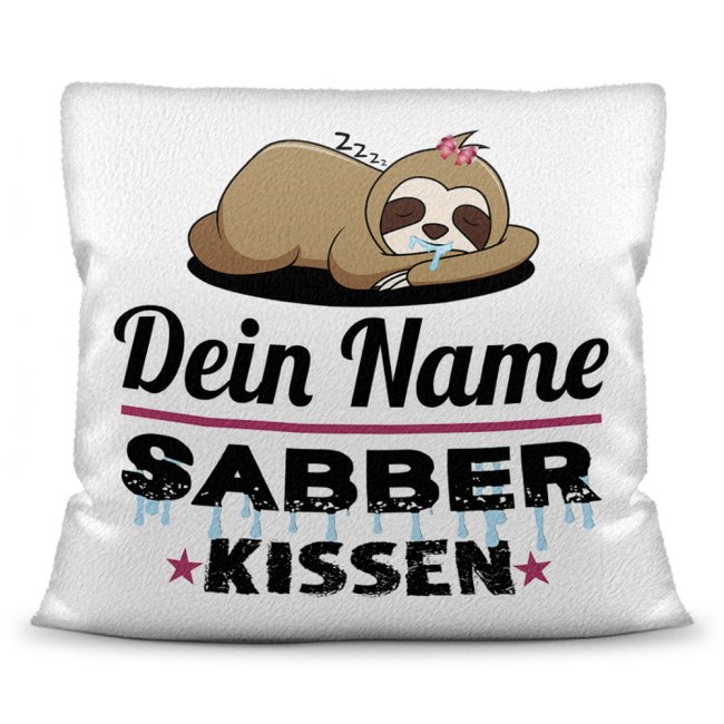 Personalisierbares Kissen mit lustigem Spruch - Dein Sabberkissen. Ein lustiges Geschenk für die beste Freundin